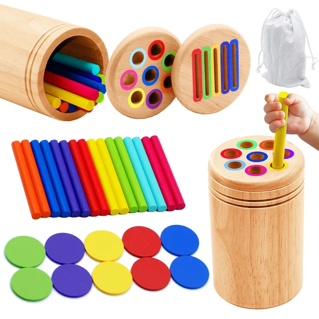 MONTESSORI WOODEN TOYS Color Sorting Fine Shape Matching Early ...