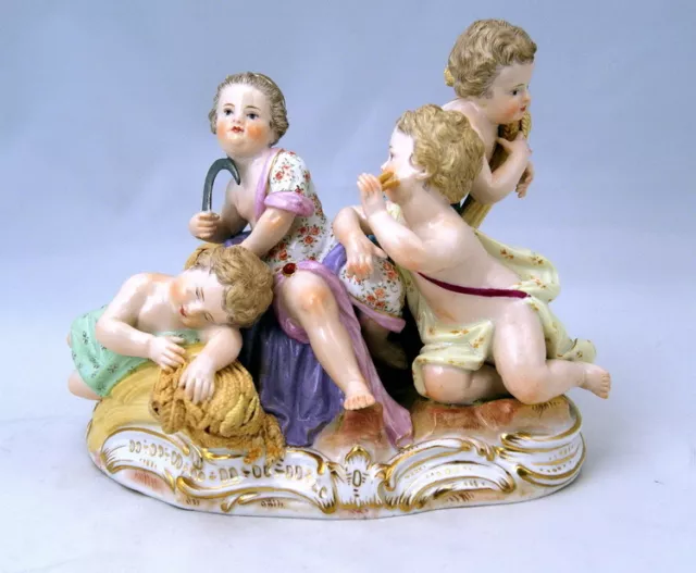 Meissen Figur Jahrenzeiten Gruppe 4 Amoretten Sommer Kaendler Mnr:2490 Um 1870