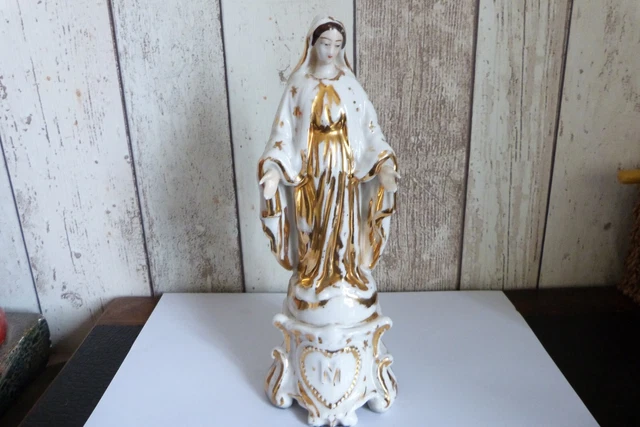 Statuette Ancienne Vierge Porcelaine De Paris – XIXe Siècle – Vierge Marie