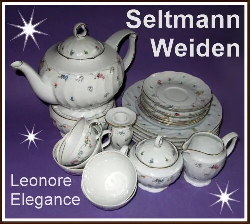 hochwertiges Seltmann Weiden Leonore Elegance Teeservice inkl. Kanne & Stövchen