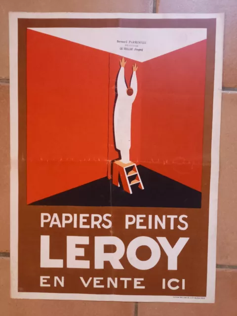 Ancienne et rare affiche publicitaire Papiers peints LEROY Jean Hée Héliogravure