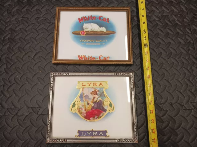 Vintage Cigar Advertisements Lyra White Cat In Glass Frames Original Cigar...