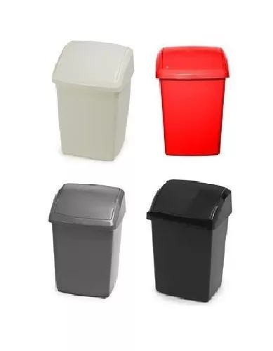 New Swing top 50 litre LTR Large Plastic Rubbish Bin WHITEFURZE Office kitchen