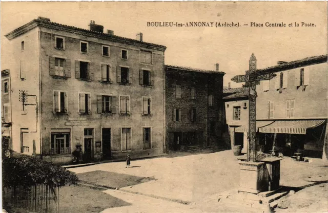 CPA BOULIEU-les-ANNONAY - Place Centrale et la Poste (484470)