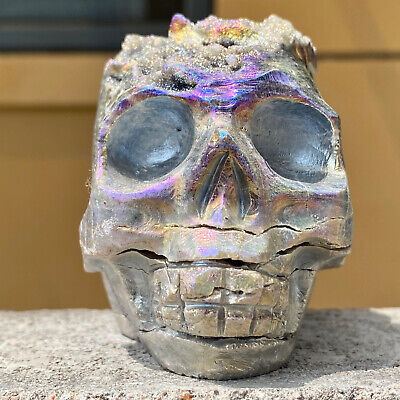 1.59LB Natural sphalerite skull Quartz Carved Crystal Skull Reiki Healing-AE800