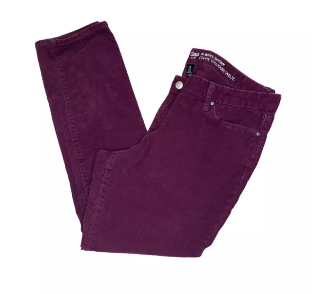 Gap Always Skinny Ruby Wine Corduroy Cotton Blend Jeans Women’s Size 16 W38 L29