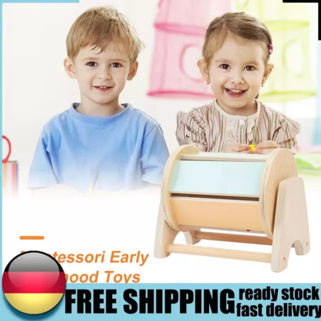 Montessori Wooden Spinning Drum Educational Toys Instrument Supplies for Kids DE
