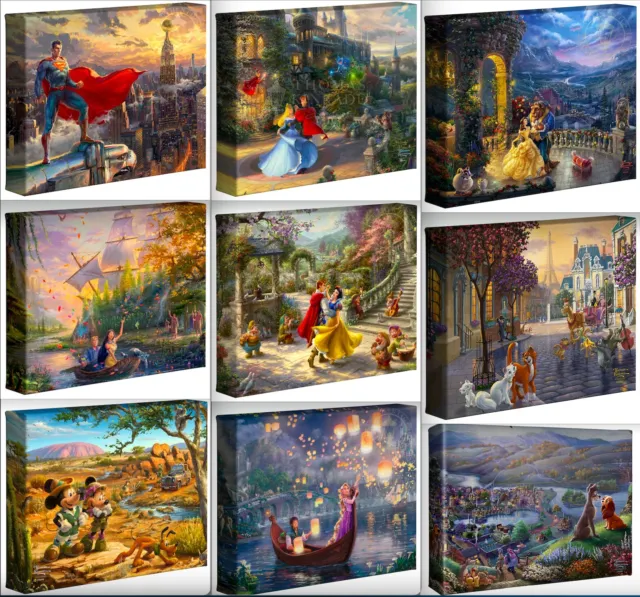Thomas Kinkade 8 x 10 Gallery Wrapped Canvas | LOT of 9 - Disney Classic Wraps