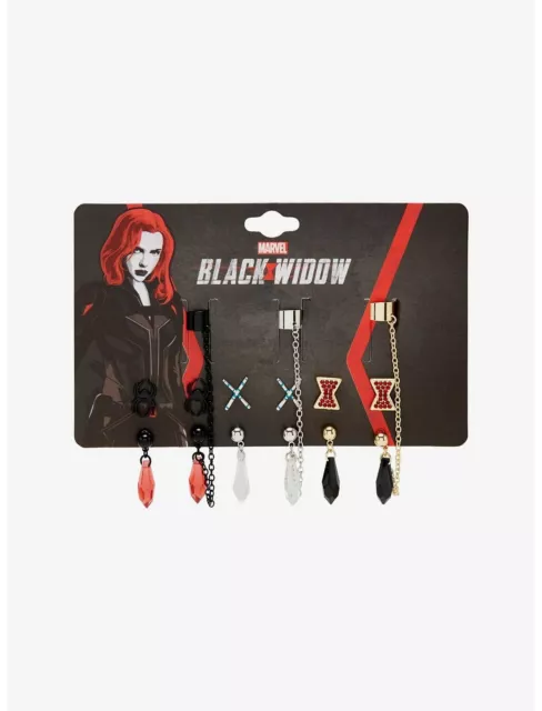 Marvel Black Widow Crystal Cuff Earring Set NWT