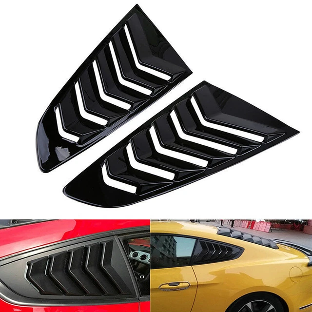 FOR 15-2022 Ford Mustang Bright Black Side Vent Window 1/4 Quarter Scoop Louver