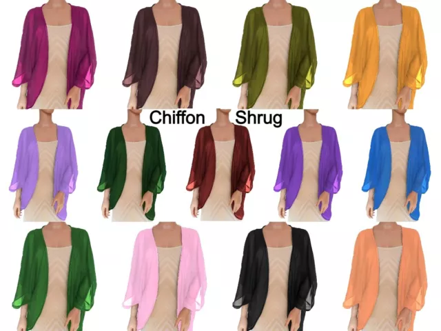 Chiffon a Cascata Aperto Coprispalle Bolerino Cardigan Manica Anteriore Top C51