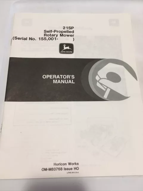 John Deere 21SP Self-Propelled Rotary Mower Operator’s Manual OM-M83768