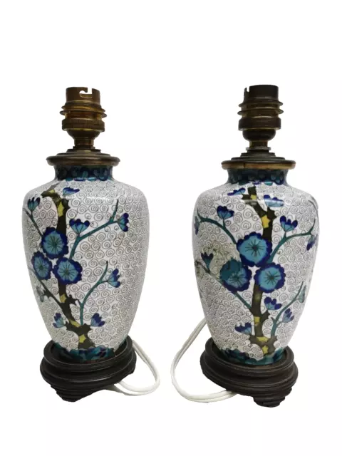 Paire de lampes de chevet , Vases émaux cloisonnés