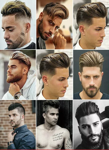 Mens Hairstyle Poster Hair Salon Barber Hairdresser Trends Wall Art Size A4