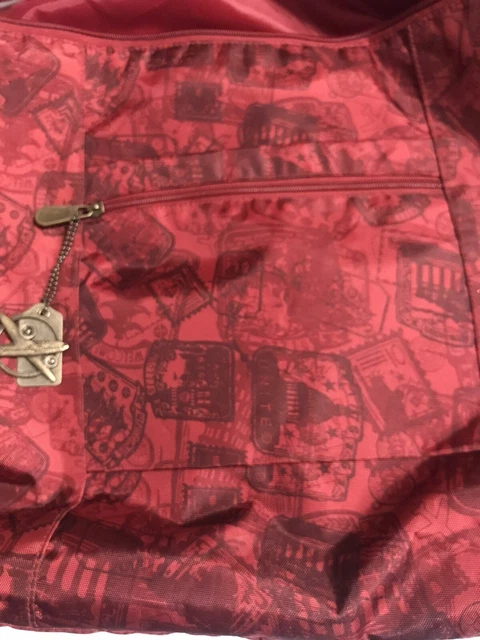 EUC Samantha Brown HUGE Travel Tote Red Luggage Pockets Weekender 23”x14”x7” 8