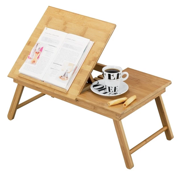 Tavolo da Letto Con Sportello per Lettura, Vassoio Legno, Vassoio, Bambù, Zeller