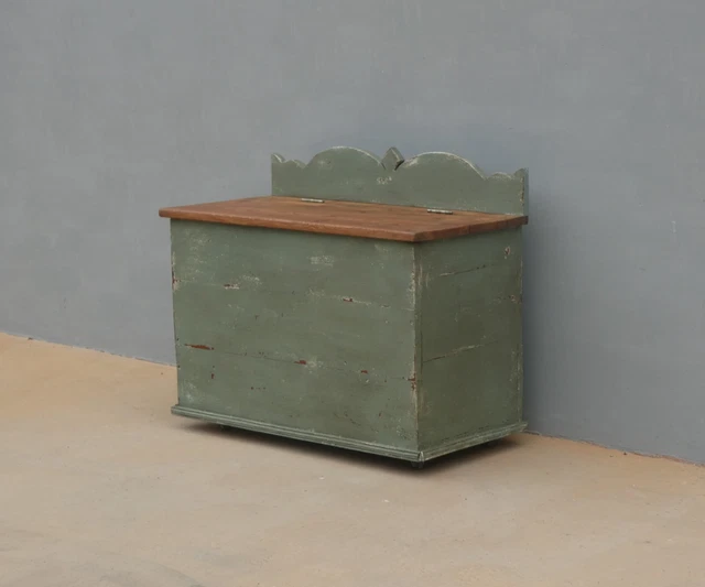 Cassapanca panca baule con piano apribile in larice laccata Shabby Chic, 100 cm!