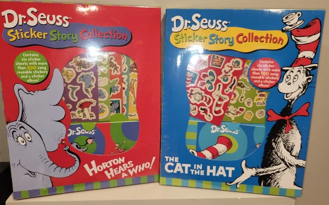 2 Set Dr Seuss Book Sticker Story Collection Lot Horton Hears Who Cat in the Hat