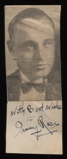 Jimmy Rose Signed Cut Autographed Album Page w/ Magazine Photo 1932 AUTO