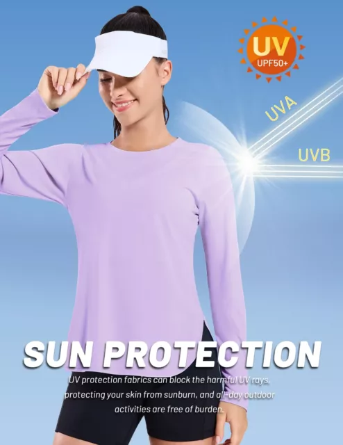 WOMENS LONG SLEEVE UPF 50+ Sun Shirts SPF Dry Fit Workout Athletic Gym ...