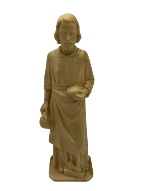 Vintage Mid Century Catholic St Joseph the Worker Plastic Statuette Figurine 6"