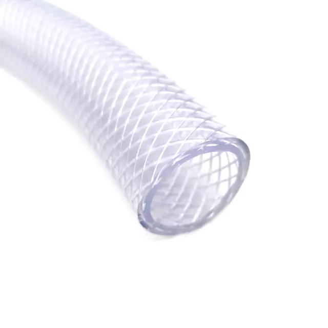 PVC Hose 32mm ID, 42mm OD, Clear Flexible Reinforced Braided OIL WATER Pipe - 1m