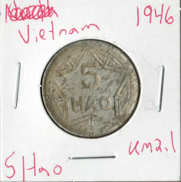 Coin Viet Nam 5 Hao 1946 KM2.1