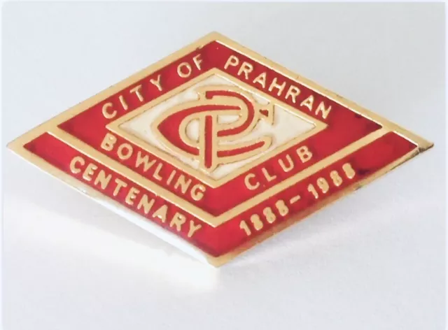 City Of Prahran Centenary Bowling Club Badge Rare Vintage (K7)