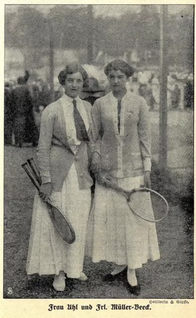 Damentennis Frau Uhl und Frl.Müller-Beeck Historische Aufnahme von 1914