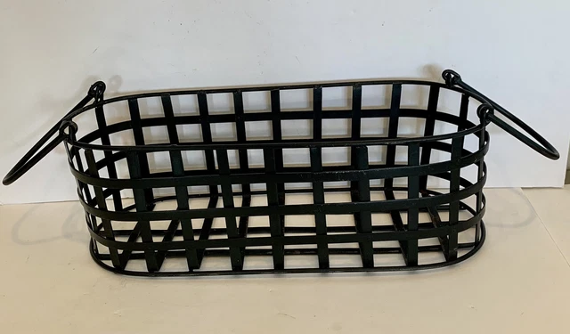 Black Wrought Iron Basket With Handles Home Decor Garden Planter Heavy/sturdy