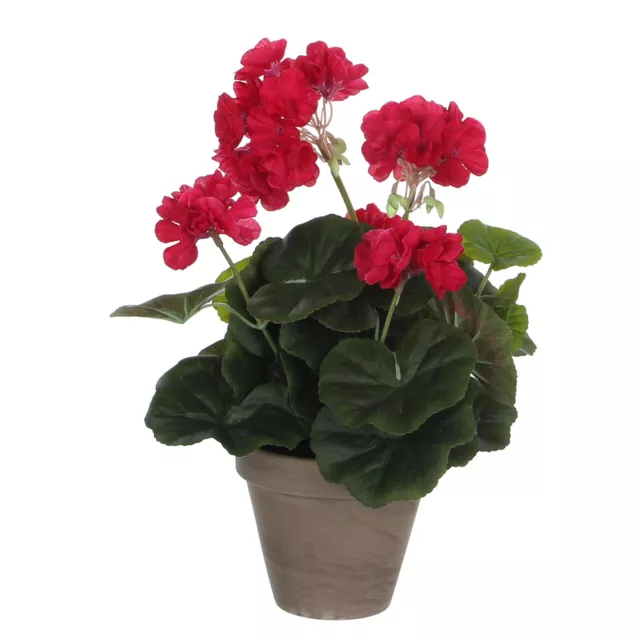 MICA Kunstpflanze Geranie mit Topf 34 cm Kunstblume Blumendeko Zimmerpflanze