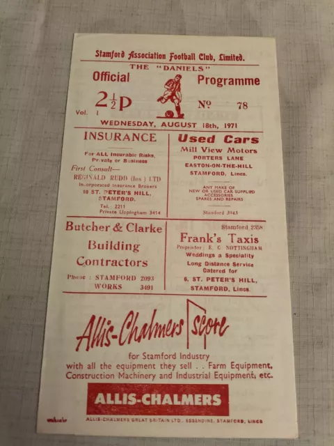 1971/72 Stamford v Skegness Town (Midland League) 18th Aug