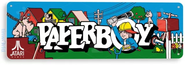 Paperboy Arcade Sign, Classic Arcade Game Marquee, Game Room Tin Sign C492