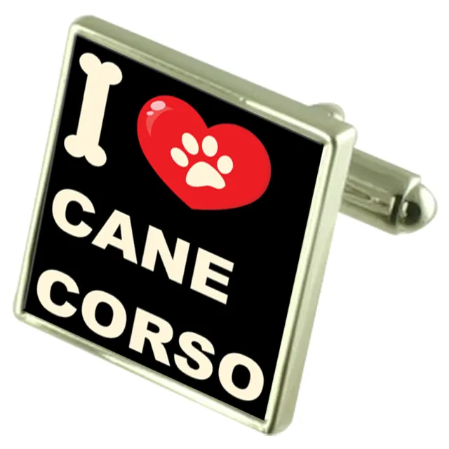 I Love My Dog Silver-Tone Cufflinks Cane Corso