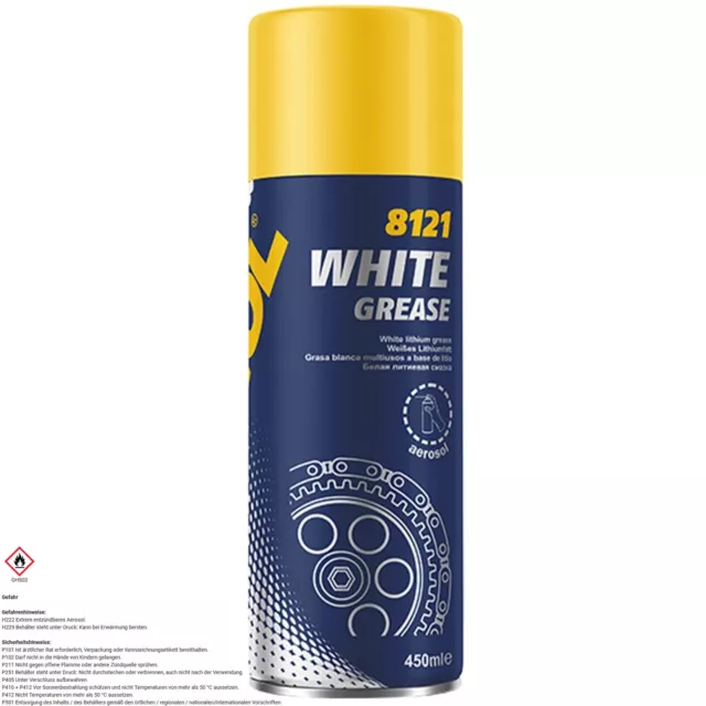 450 ml MANNOL 8121 SPRÜHFETT SCHMIERFETT WEIß WHITE GREASE FETTSPRAY LITHIUM