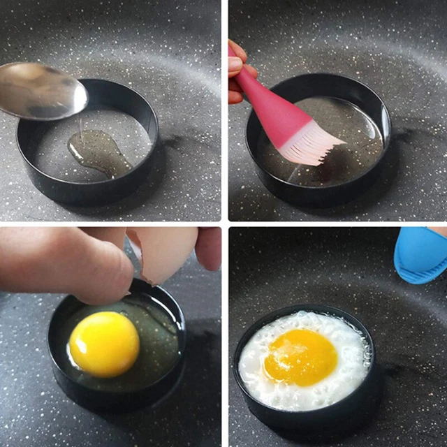 Anillos antiadherentes de metal para huevos para freír círculo perfecto redondo frito molde escalfado T- -AH
