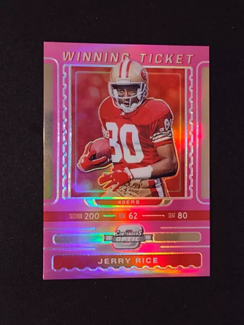 2019 Contenders Optic Jerry Rice Winning Ticket Pink Prizm /75