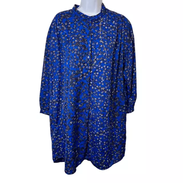 See by Chloe Womens Dress Size 6 Blue Pink  Floral Button Up Shirt Dress