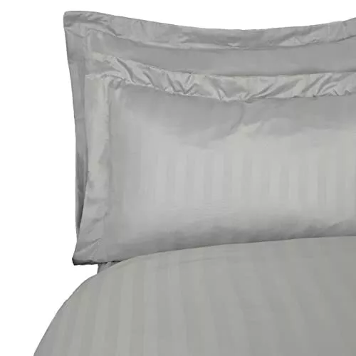 Brentfords Pillow Cases 2 Pack, Oxford Pillowcases with Satin Stripe Bed Pillow