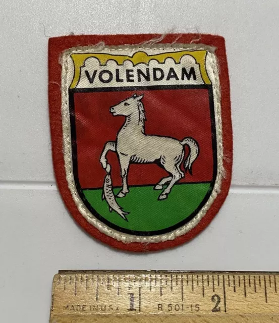 Volendam Holland Netherlands Horse Fish Coat of Arms Crest Red Felt Patch Badge