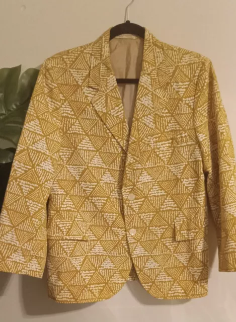 Vintage 1960s Sandwich Isles Mod Tiki Cotton Blazer Sportscoat Jacket