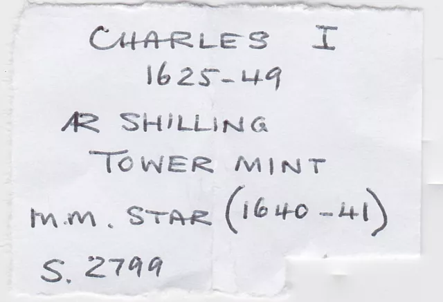 Charles I Tower Mint 1625 To 1649 Silver Shilling Coin Mm Star S.2799 Very Fine 3