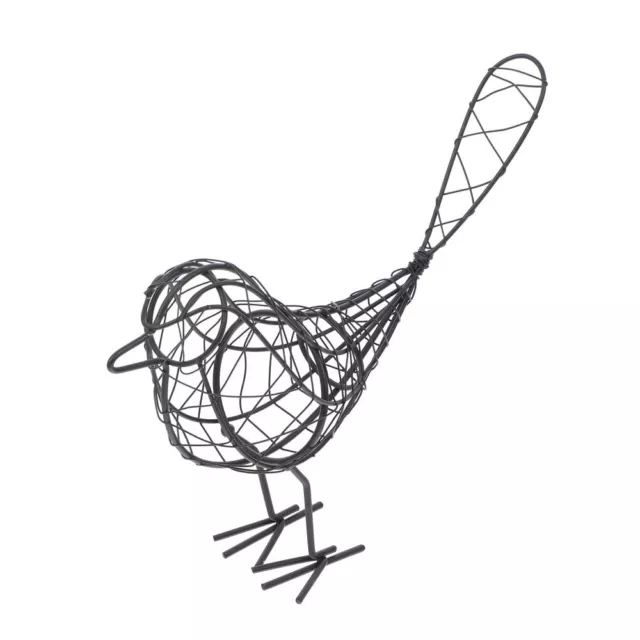Metal Wire Bird Statue for Garden Decoration (Black)