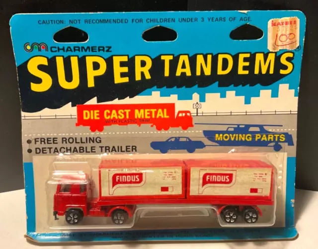 Vintage Charmerz Super Tandems FINDUS Container Semi Truck # 7705B Diecast NOS