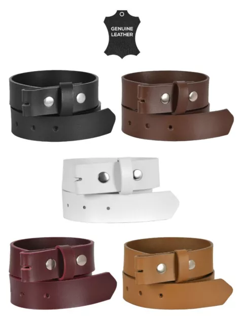 Men Real Leather Belt Strap Stud Snap Clip on Cow Leather Belt Straps 37-38 mm