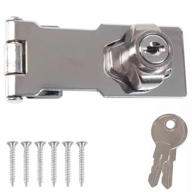 KEY HASP & STAPLE 3" Cupboard Cabinet Drawer Door Padlock Shed Garage Lock Catch