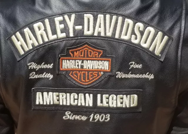MINT Harley Davidson Women's Small Black Leather Motorcycle Jacket Sewn Patches