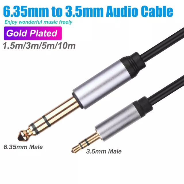3.5mm To 6.5mm 6.35mm 1/4 inch Stereo Amplifier Guitar Cable Audio Lead 1.5M~10M