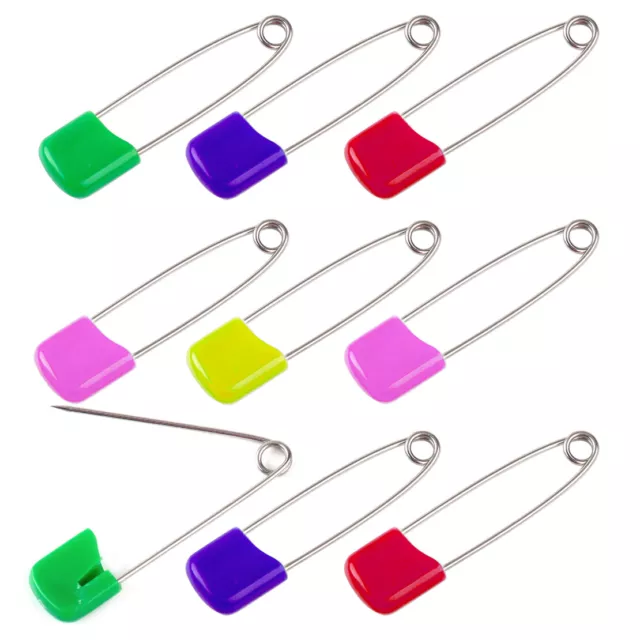 100x Plastic Head Safety Pins Locking Hold Clip Baby Dress Cloth Nappy Diaper Pd