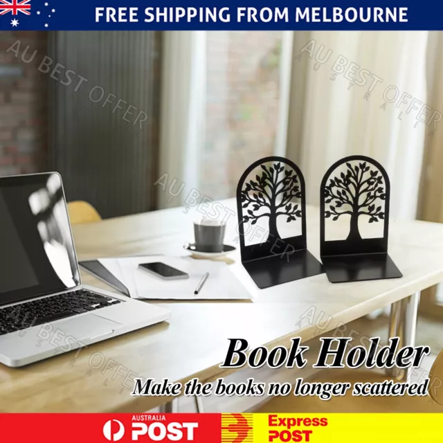 1 Pair Heavy Duty Metal Bookends Decorative Book Ends Office Stationery Hold AU